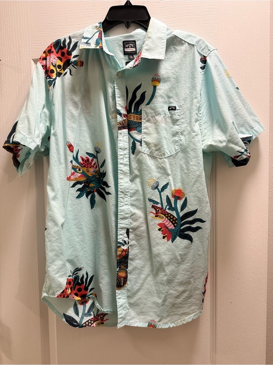 Billabong Other - Billabong Men’s Turquoise Short-Sleeve Floral Button-Down Shirt